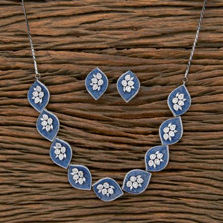 Cubic Zirconia Nano Stone Necklace Set With Black Plating