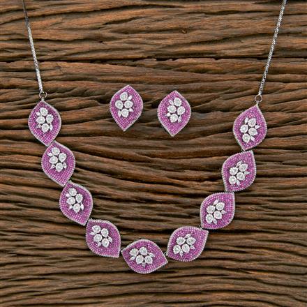 Cubic Zirconia Nano Stone Necklace Set With Black Plating