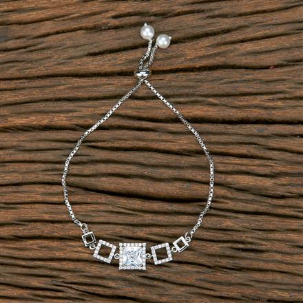 Cubic Zirconia Delicate Bracelet With Rhodium Plating