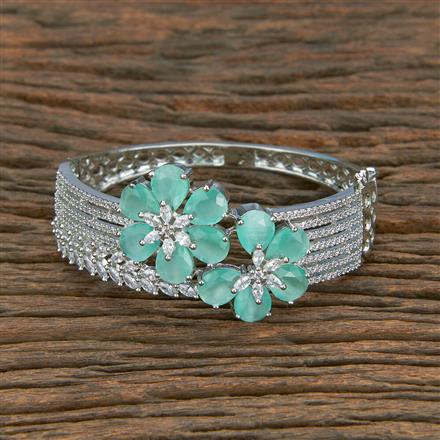 Cubic Zirconia Classic Kada With Rhodium Plating