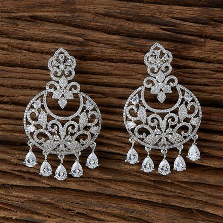 Cubic Zirconia Classic Earring With Rhodium Plating