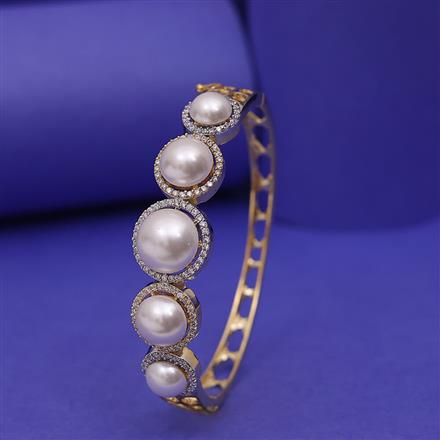 Cubic Zirconia Moti Kada With Black 2 Tone Rhodium Plating