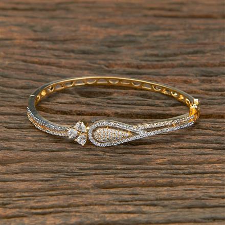 Cubic Zirconia Delicate Kada With 2 Tone Rhodium Plating