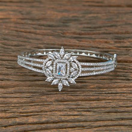 Cubic Zirconia Classic Kada With Rhodium Plating