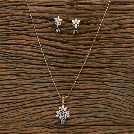 Cubic Zirconia Classic Pendant Set With 2 Tone Plating