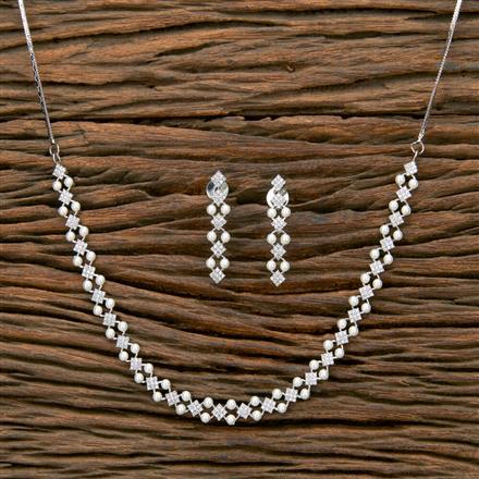 Cubic Zirconia Moti Necklace With 2 Tone Rhodium Plating
