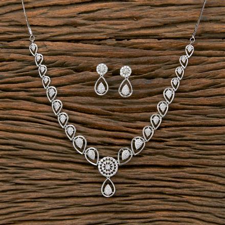 Cubic Zirconia Classic Necklace With 2 Tone Rhodium Plating