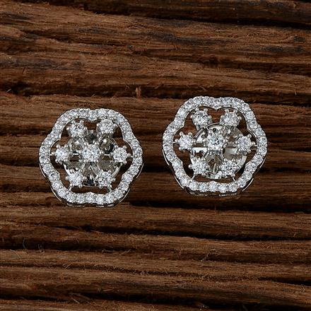 Cubic Zirconia Delicate Tops With 2 Tone Rhodium Plating