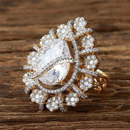 Cubic Zirconia Classic Ring With 2 Tone Plating