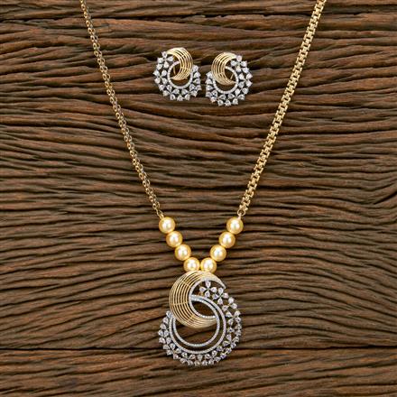 Cubic Zirconia Classic Pendant Set With 2 Tone Rhodium Plating