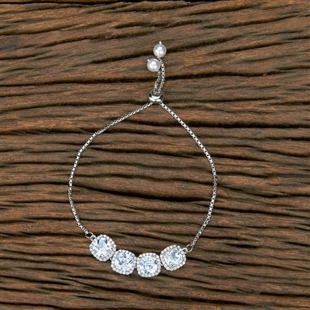 Cubic Zirconia Adjustable Bracelet With Rhodium Plating