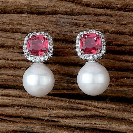 Cubic Zirconia Moti Earring With Rhodium Plating