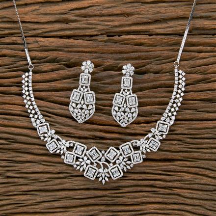 Cubic Zirconia Classic Necklace With 2 Tone Rhodium Plating