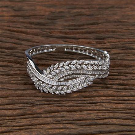 Cubic Zirconia Classic Kada With 2 Tone Rhodium Plating