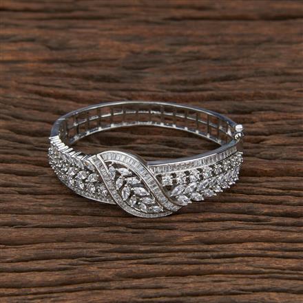 Cubic Zirconia Classic Kada With 2 Tone Rhodium Plating