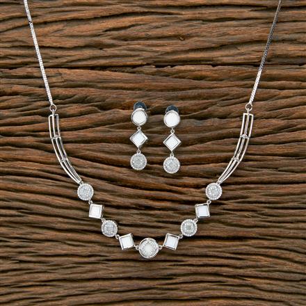 Cubic Zirconia Classic Necklace With Rhodium Plating