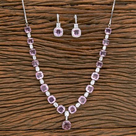 Cz Classic Necklace With Rhodium Plating