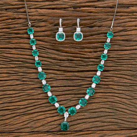 Cz Classic Necklace With Rhodium Plating