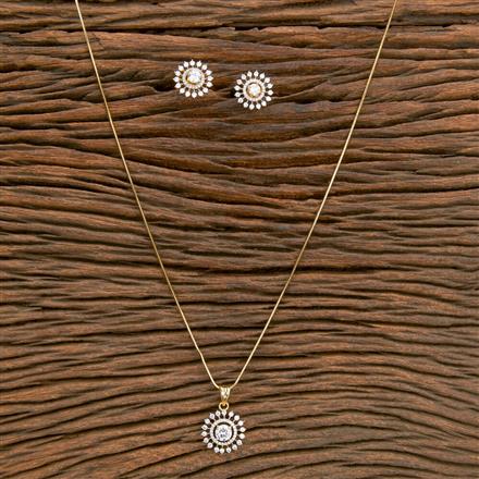 Cz Delicate Pendant Set With 2 Tone Plating