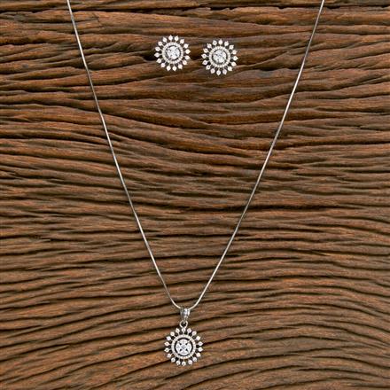 Cz Delicate Pendant Set With Rhodium Plating