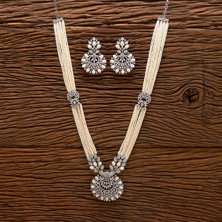 Cz Bandhai Necklace With Black 2 Tone Rhodium Plating