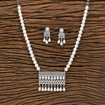 Cz Classic Mala Necklace With 2 Tone Rhodium Plating