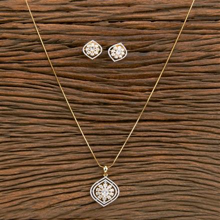 Cz Classic Pendant Set With 2 Tone Plating