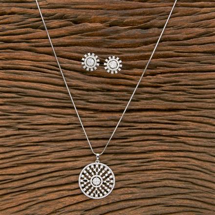 Cz Classic Pendant Set With Rhodium Plating