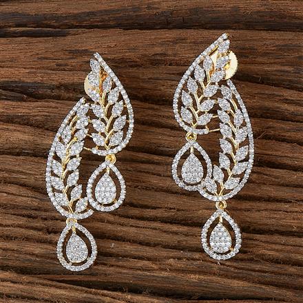 Cz Classic Earring With Black 2 Tone Rhodium Plating