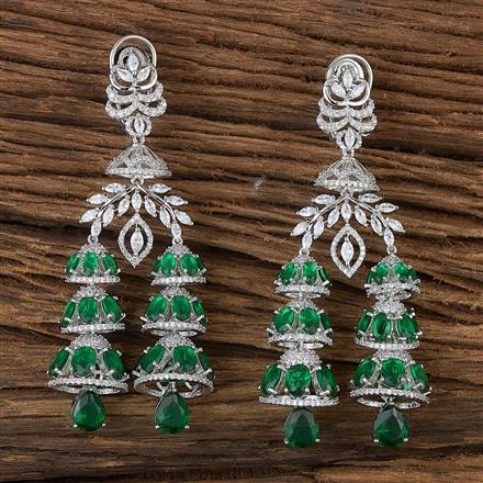 Cz Jhumki With Rhodium Plating