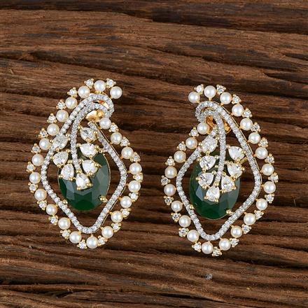 Cz Pearl Earring With 2 Tone Plating