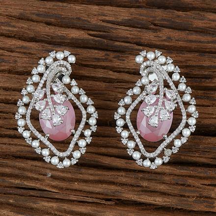 Cz Moti Earring With Rhodium Plating