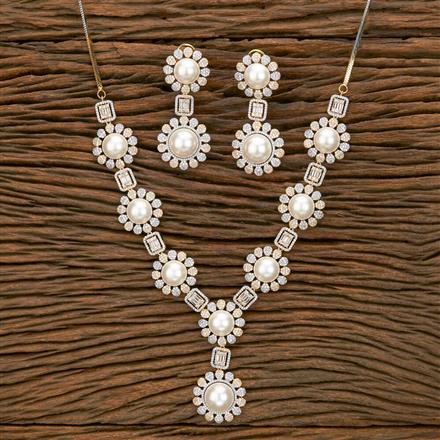 Cz Moti Necklace With Black 2 Tone Rhodium Plating