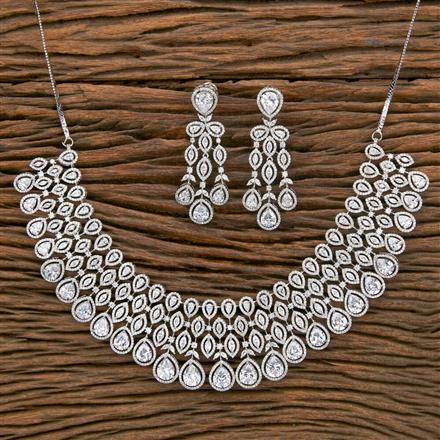 Cz Classic Necklace With Rhodium Plating