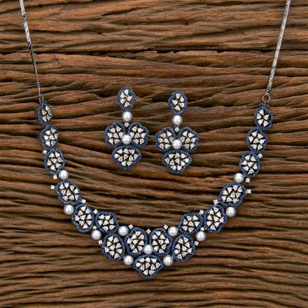 Cz Nano Stone Necklace With Black Plating