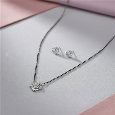 Cz Tanmaniya Mangalsutra With 2 Tone Rhodium Plating