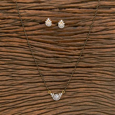 Cz Tanmaniya Mangalsutra With 2 Tone Rhodium Plating