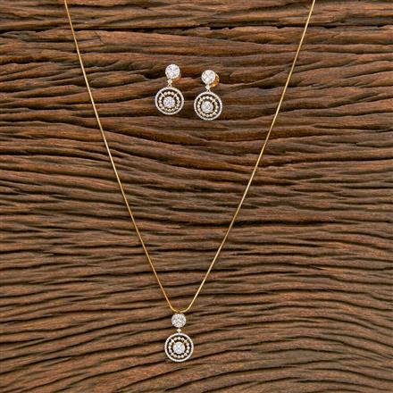 Cz Delicate Pendant Set With 2 Tone Plating