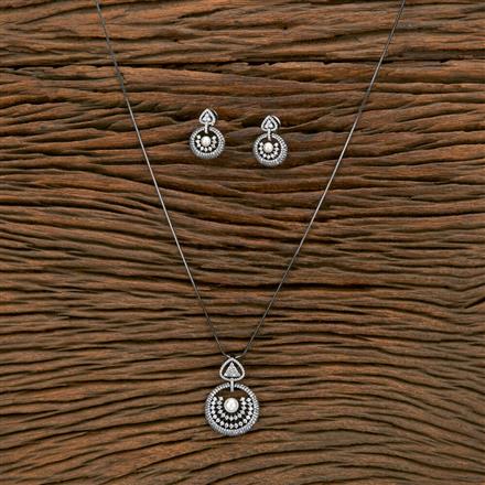 Cz Classic Pendant Set With Black Plating