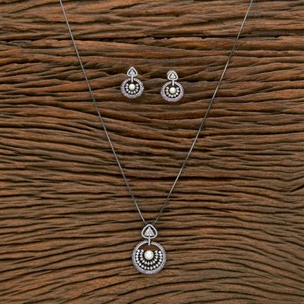 Cz Nano Stone Pendant Set With Black Plating