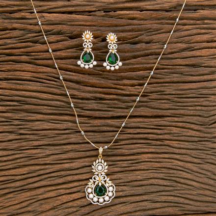 Cz Classic Pendant Set With 2 Tone Plating
