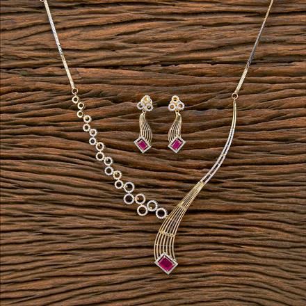 Cz Classic Necklace With 2 Tone Plating