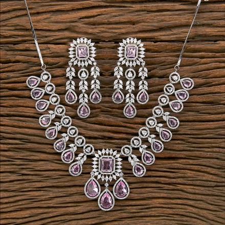 Cz Classic Necklace With Rhodium Plating