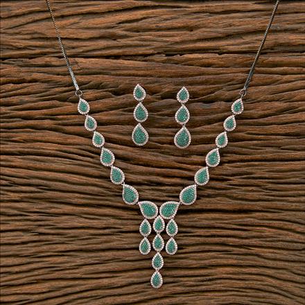 Cz Nano Stone Necklace With Black Rose Plating