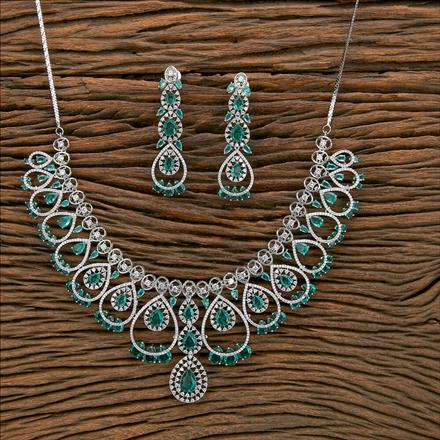 Cz Classic Necklace With Rhodium Plating