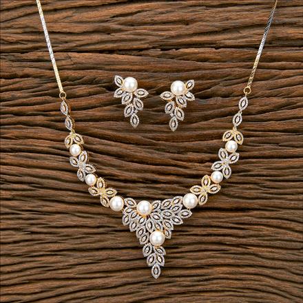 Cz Classic Necklace With 2 Tone Rhodium Plating