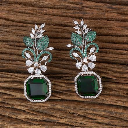 Cz Nano Stone Earring With Black Rose Plating