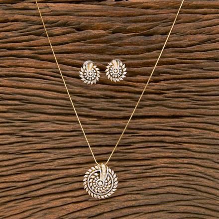 Cz Classic Pendant Set With 2 Tone Plating