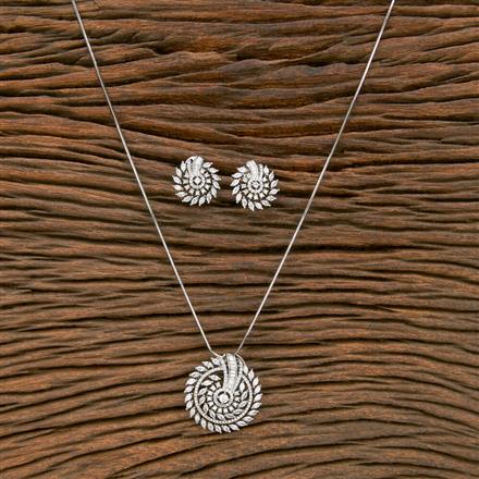 Cz Classic Pendant Set With Rhodium Plating