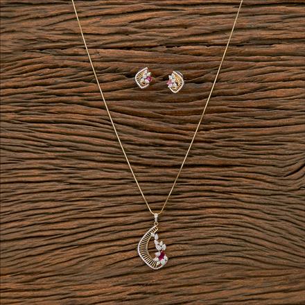Cz Classic Pendant Set With 2 Tone Plating